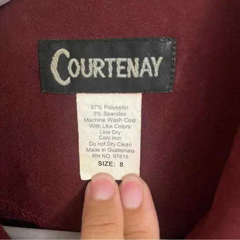 Vtg Courtenay Jacket 8 Burgandy Long Sleeve Floral Embroidered Y2K Zip Shacket Red Size M