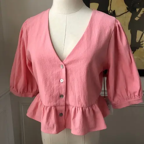 NWT The Good Jane Kaia Bubble Gum Crop Peplum S Pink