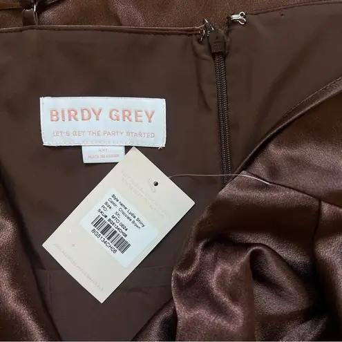 Birdy Grey Lydia Shiny Satin Chocolate Brown Maxi Dress NEW Size XXL Bridesmaid