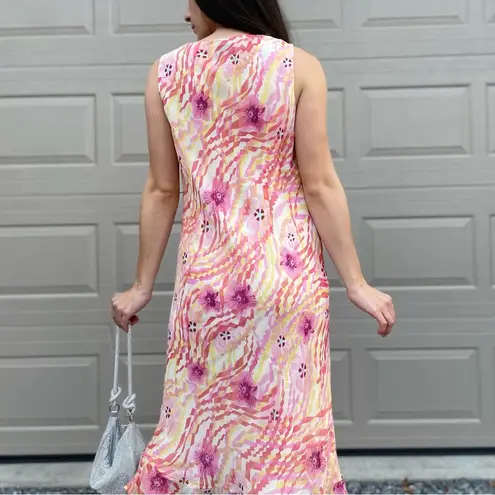 Bob Mackie Studio Maximalist Floral Silk Cowl Neck Midi Slip Dress 14