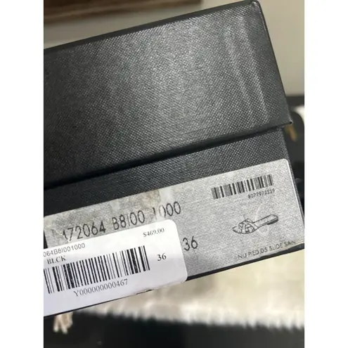 Saint Laurent Tribute Mule Patent Leather Slide Sandals Black Womens Size 36 6