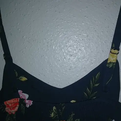 Old Navy  Cami Skater Dress S Navy Tropical Floral Bold Roses Sun Dress