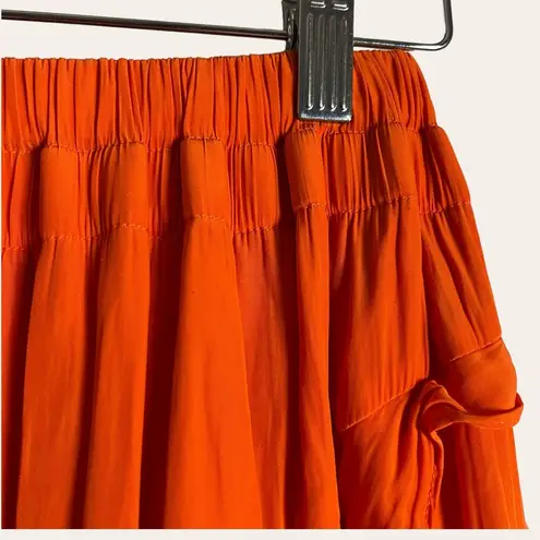 Ramy Brook Brit Crepe Orange Ruffled Eyelet Mini Skirt Size M