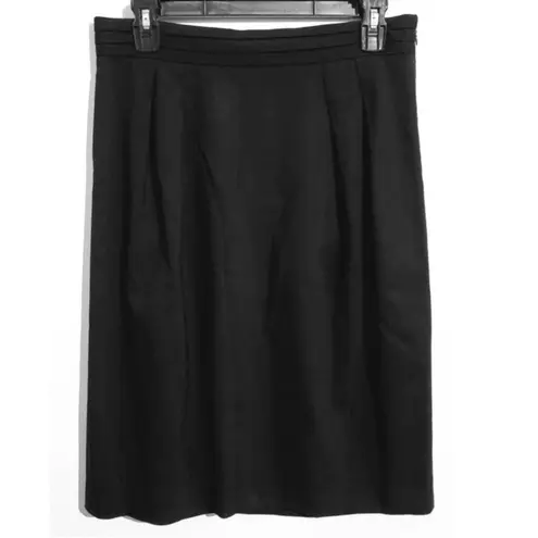 Club Monaco Wool Blend Lined Side Zip Pleat Front Pencil Skirt Black 8