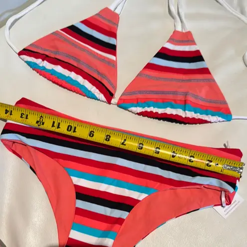 Women small/medium reversible Striped Bikini Set in Red and Blue pink swimwear