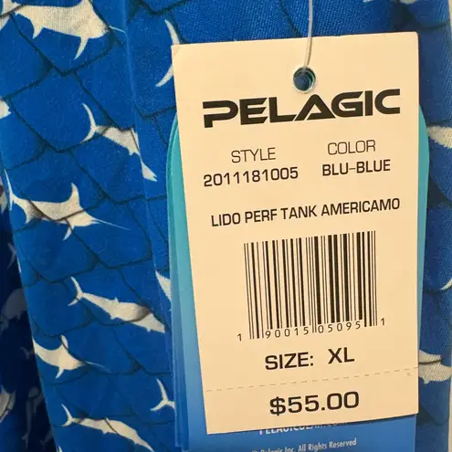 Pelagic NWT Lido Perf Tank Americamo Women’s XL Racerback Fishing Boating Blue