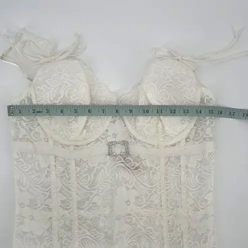 Rhonda Shear Womens Laced Sweetheart Neckline Bustier Bra Cream Size Large