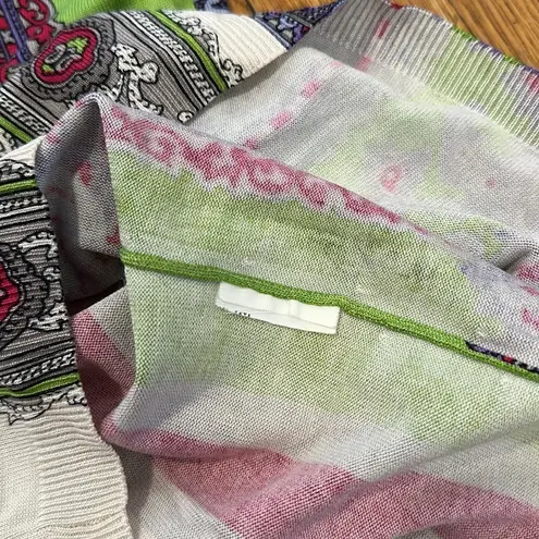 Etro Milano silk blend short sleeve paisley spring multicolor stripe knit top Green Size 4