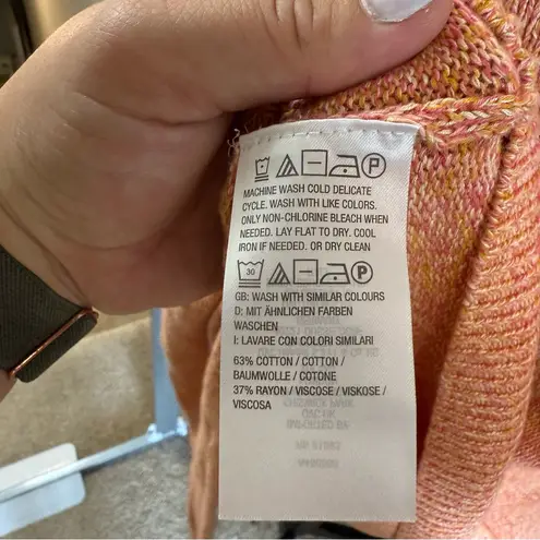 Candace Cameron Bure Orange Space Dye Oversized Button Front Cardigan Sweater L Size L