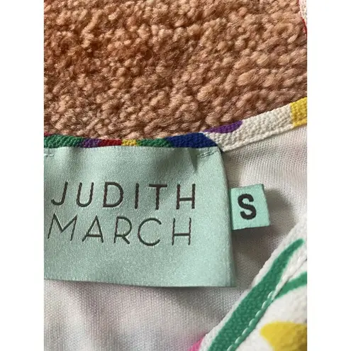 Judith March Colorful Bird Print Dress Tropical Mini Open Shoulder Lined Size S