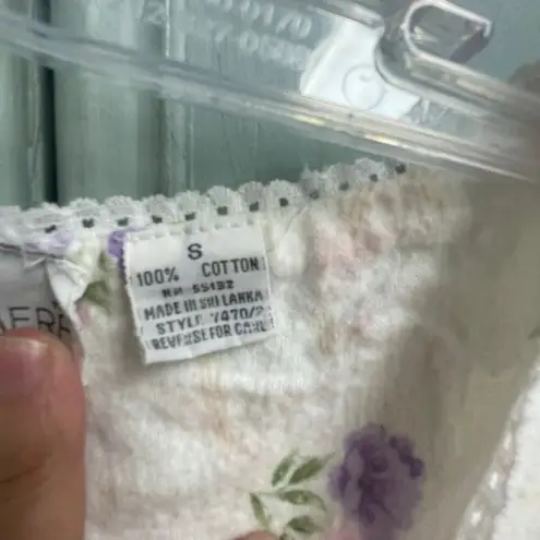 Vintage Vandemere Flannel Cotton Floral Nightgown Size Small Pink Purple Prairie White