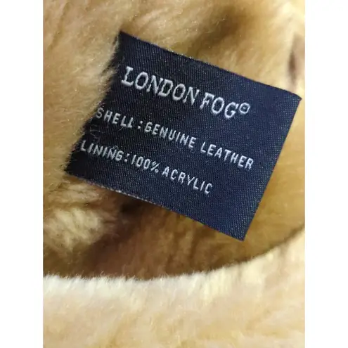 London Fog Vintage Suede Coat Woman's Large Tan Faux Fur Lined Collegiate