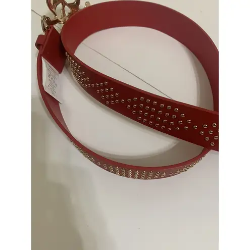 Reason Red Studded Belt W Red Rhinestone Skull Goth Emo Punk