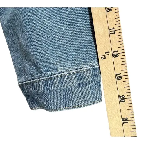 JW Signature Cropped Jean Jacket M Blue Fray Hem STATE Graphic Raw Hem Y2K Style Size M