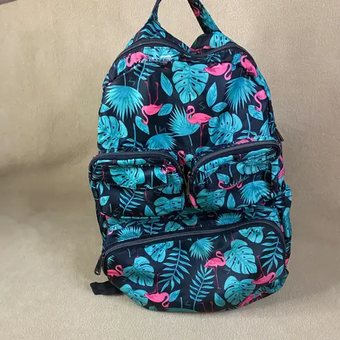 Lug Puddle Jumper Packable Backpack Flamingo Black Tropical Print *FLAW GUC