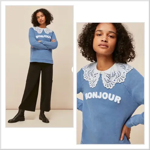 Whistles Bonjour Logo Sweatshirt Blue size Small