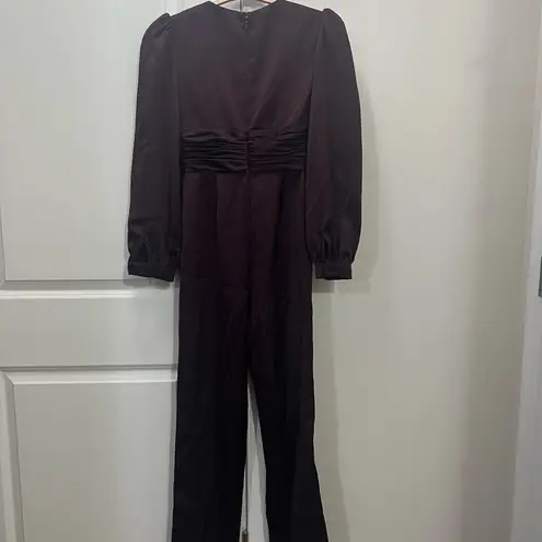 Mac Duggal Ieena for Plum Purple Satin V-neck Jumpsuit Size 2 US $358