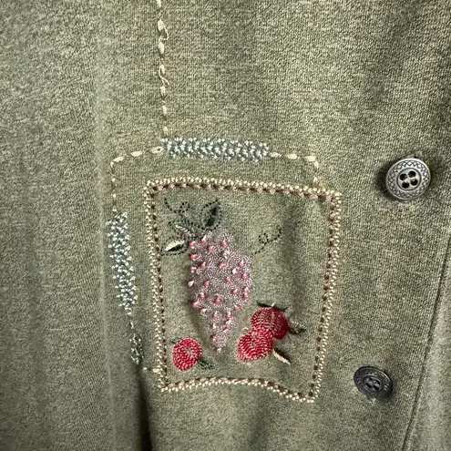 Alfred Dunner Fall Leaves Thanksgiving Embroidered Beaded Button Down Sweater - Image 6