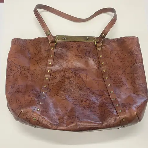 Patricia Nash World Map print leather tote bag.
