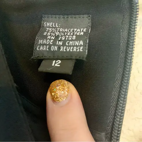 Bob Mackie Black Faux Wrap Sequin Evening Dress Long Sleeve V Neck 12 Vintage