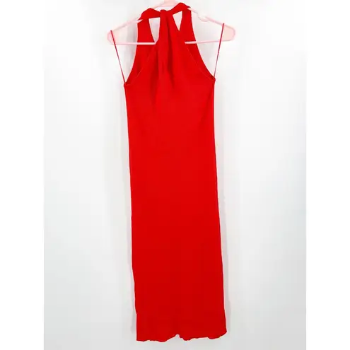 Modern Citizen Ally Dress Size Large NEW Ribbed Red Rib Twist Midi Bodycon NWOT