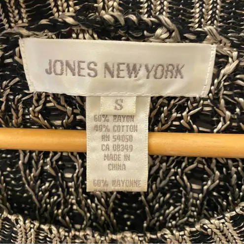 Jones New York Black & Gold Cable Knit Sweater sz S crew neck Heavy Knit Sweater Metallic