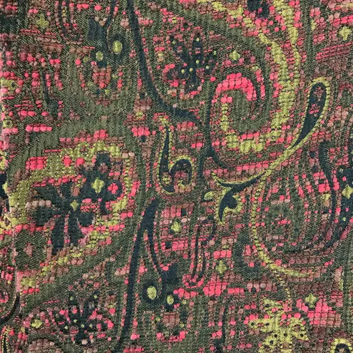 Vintage Paisley Brown Fall Earth Tone Wool Blend Boucle Open Front Jacket Size S