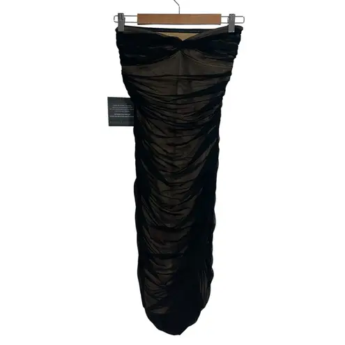 Norma Kamali NEW NWT Walter Strapless Midi Dress In Black Mesh