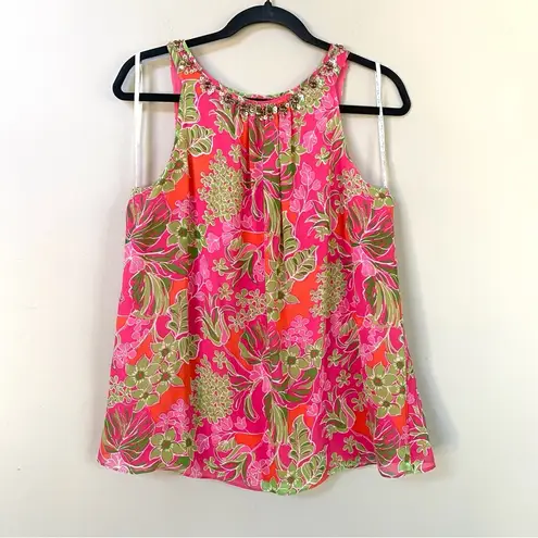 Lilly Pulitzer  50th Anniversary Jubilee Rohan pink silk top Multi Luscious Sz 6