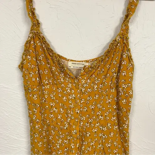 Urban Outfitters  Yellow Ditsy Floral Romper Women’s M Sleeveless Summer Ruffled