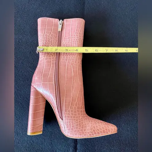 Simmi London Pink Alligator Booties UK 3 US 5 Textured Heels