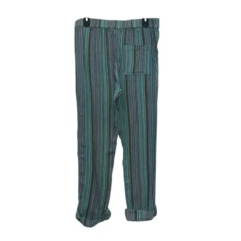 Sundance Lilou Striped Roll Tab Pull On Pants Size Medium Yarn Dyed Jacquard