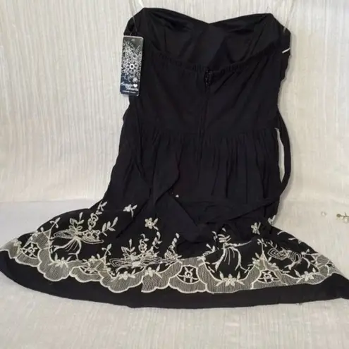 Sequin Hearts  Strapless Embroidered Black Dress NWT Junior 5