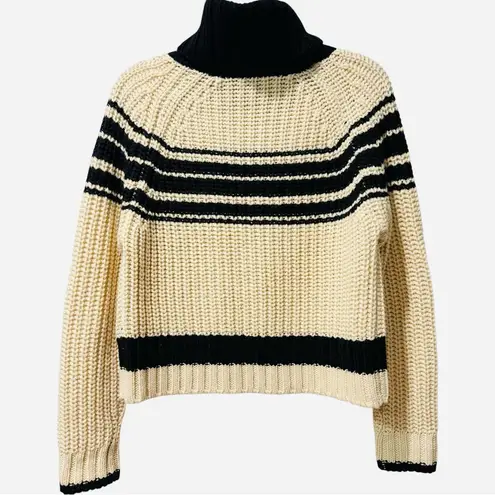 ESSENTIEL Antwerp Weyond Stripe Ribbed Turtleneck Italian Wool
Blend Sweater XS Black