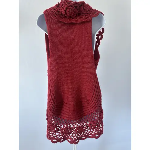 NWT! LILY Rust Crochet Sweater Vest, Size XL Boho Festival Orange