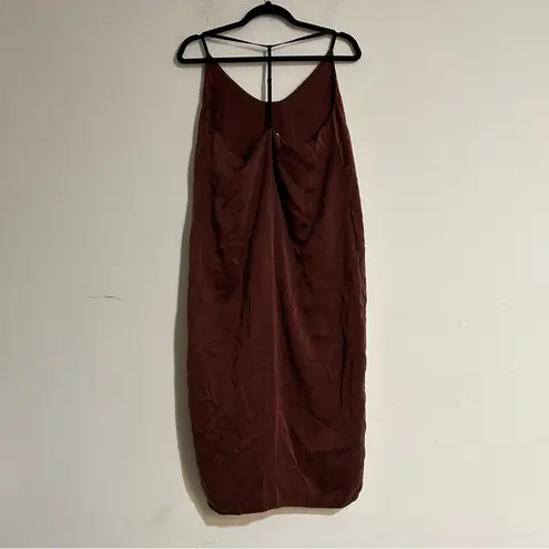 Lunya Washable Silk Slip Dress in Port Maroon Size Large Red
