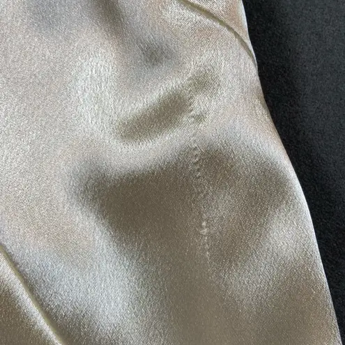 Maniju Manifu Sleek Satin Maxi Dress in Cream Size Small