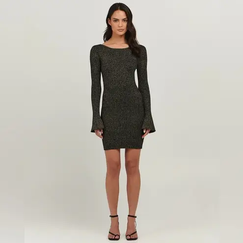 Charlie Holiday Kiara Mini Dress Black Lurex Size Small NWT