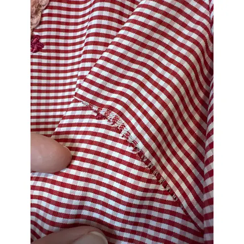 Alexis Alzena Red White Gingham Embroidered Wrap Mini Dress Size XS