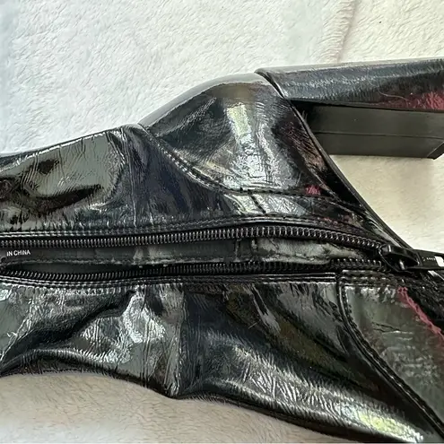 ASOS  DESIGN Epsom High-Heeled Sock Boots in Black Patent Size 8 Shiny Glossy