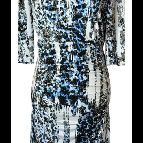 Carmen Marc Valvo Boat Neck Jersey Knit Ruched Sheath Dress Size 6