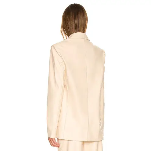 We Wore What Faux Leather Blazer Medium Cream Oversized Quiet Luxury Minimalist