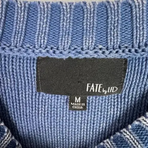 FATE. by LFD Garment Dyed Caged Neckline Sweater Blue Fall Size Medium M EUC