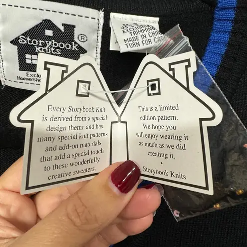 Storybook Knits Vintage Black It's A Small World After All Cardigan Zip Small