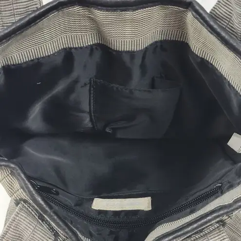 Diesel Women's Tote Gray OS Plaid Check Leather Trim Double Strap Shoulder Bag