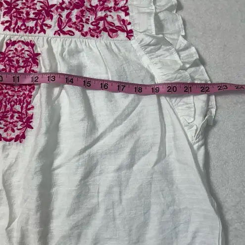 THML Sleeveless White and Pink Embellished Summery Blouse