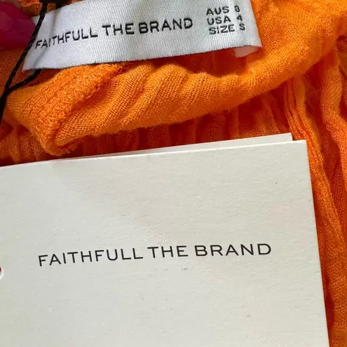 Faithfull the Brand Rupina Flare Leg Crinkle Pants Tangerine Size 4 NWT