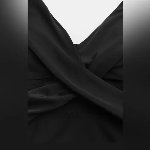 NWT Cupshe Romantic/Feminine Mesh Wrap Front Cutout One Piece Swimsuit Black M Size M