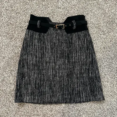 Milly black & cream tweed a-line belted skirt size 2