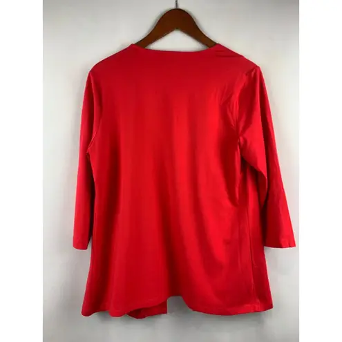 D&Co. Essentials Red Open Front Cardigan XS Long Sleeve Pockets Cotton Blend
